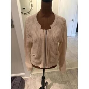 NWOT Everlane Cream Cotton Merino Wool Bomber sz M